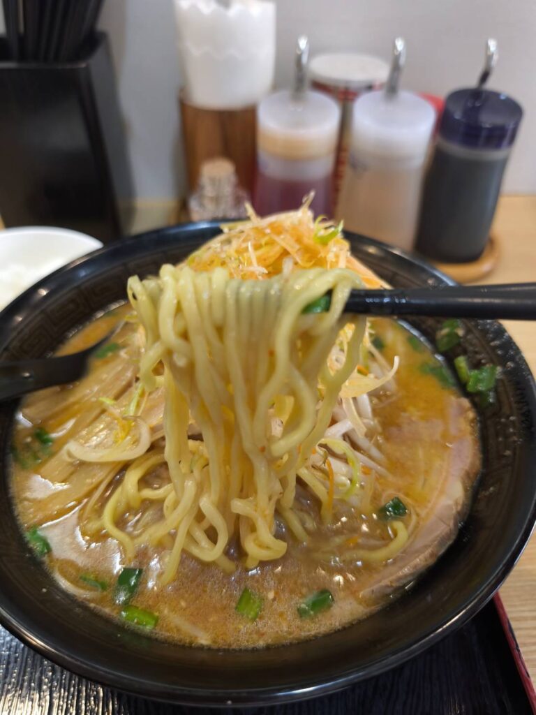 麺屋光の辛味噌ネギラーメン麺リフト