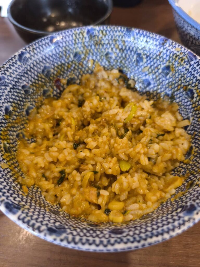 狼煙東大宮店の攻めすぎたカレーつけ麺のリゾット風