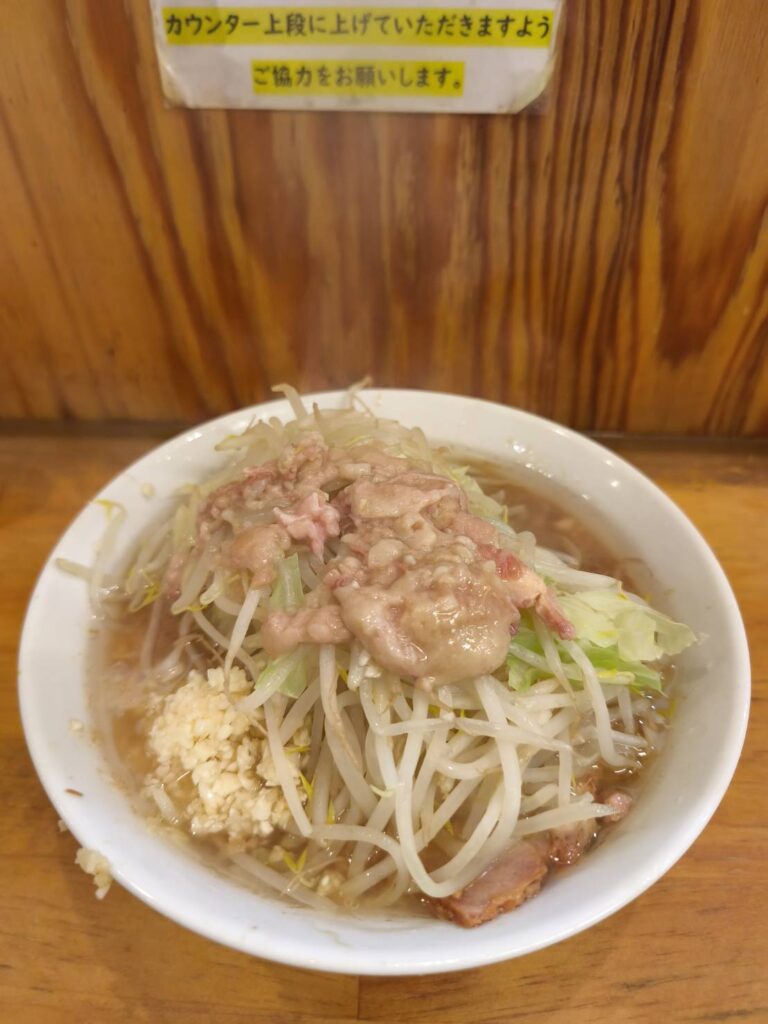 ラーメン二郎前橋千代田町店の小ラーメン