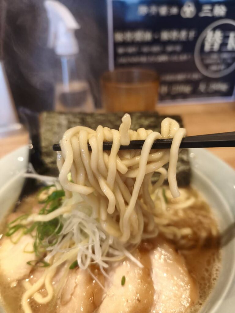 豚骨醤油 三輪の麺